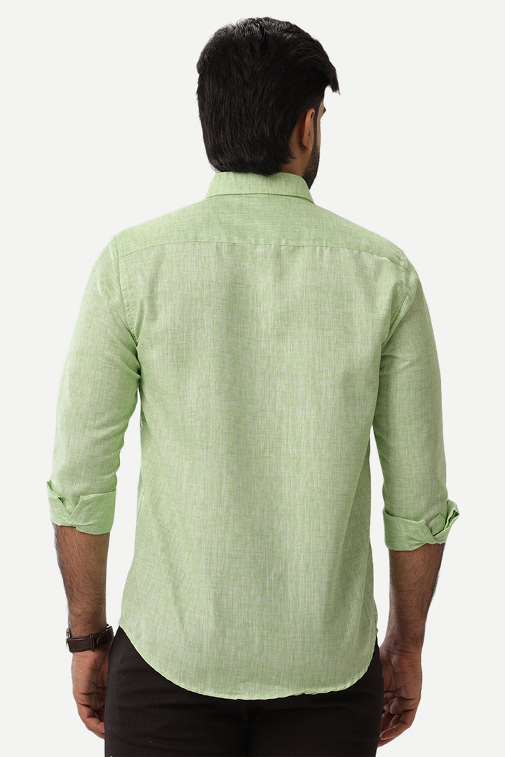 Linen Feel - Light Green Formal Shirts For Men | Ariser