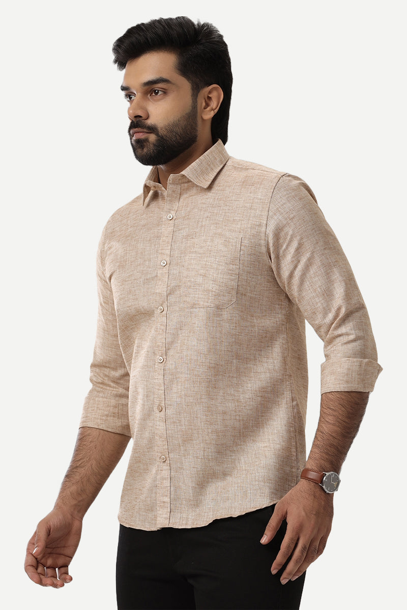 Linen Feel - Light brown Formal Shirts For Men | Ariser Uathayam Linen Feel - Light brown Formal Shirts For Men | Ariser Uathayam