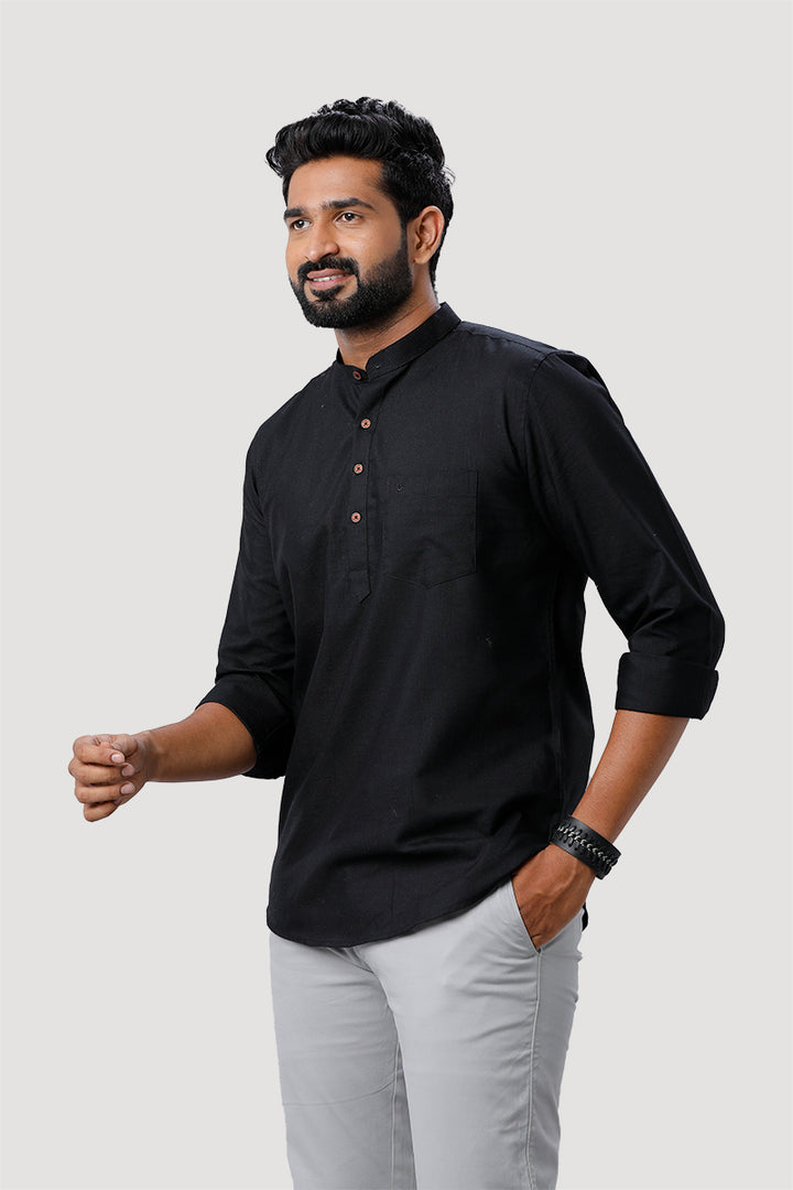 Culture - Black Short Kurta for Men | Uathayam