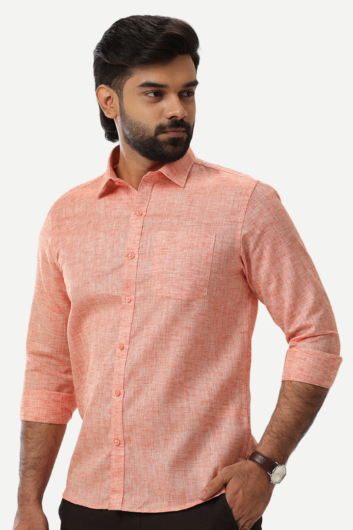 Linen Feel - Orange Formal Shirts For Men | Ariser