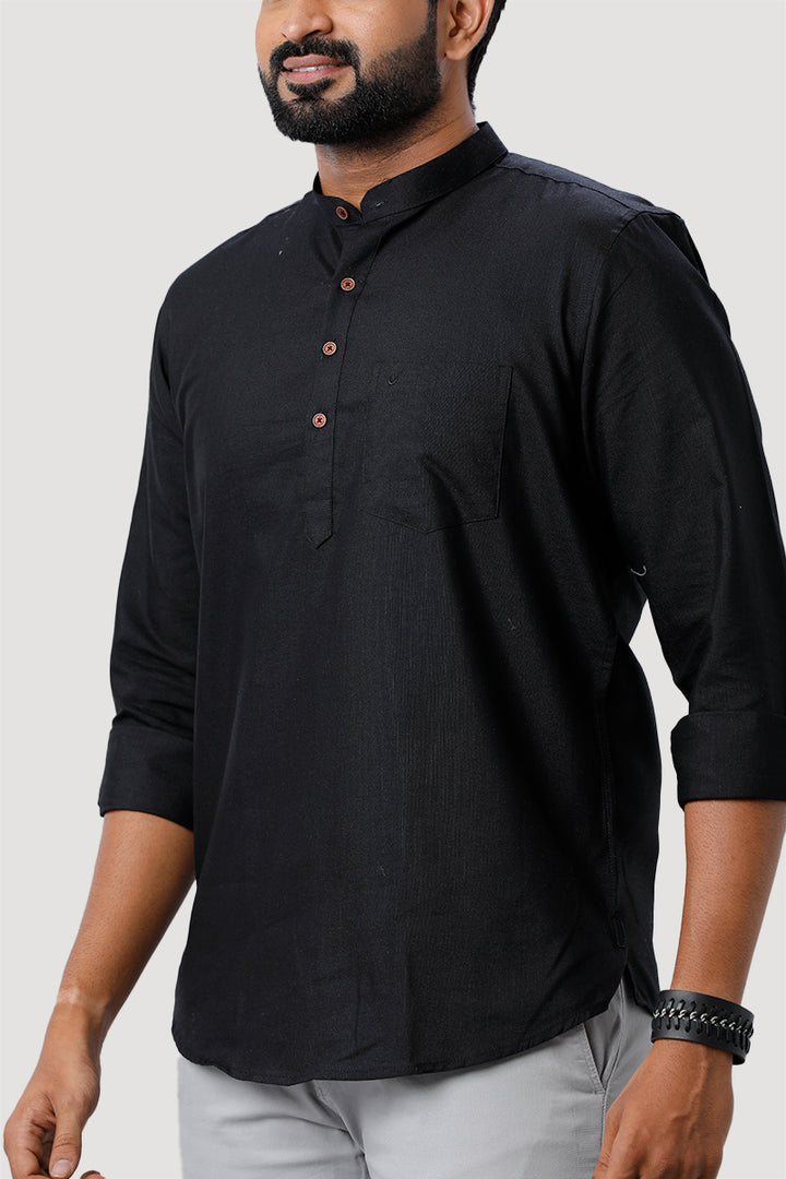 Culture - Black Short Kurta for Men | Uathayam