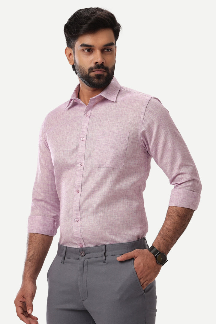 Linen Feel - Purple Formal Shirts For Men | Ariser