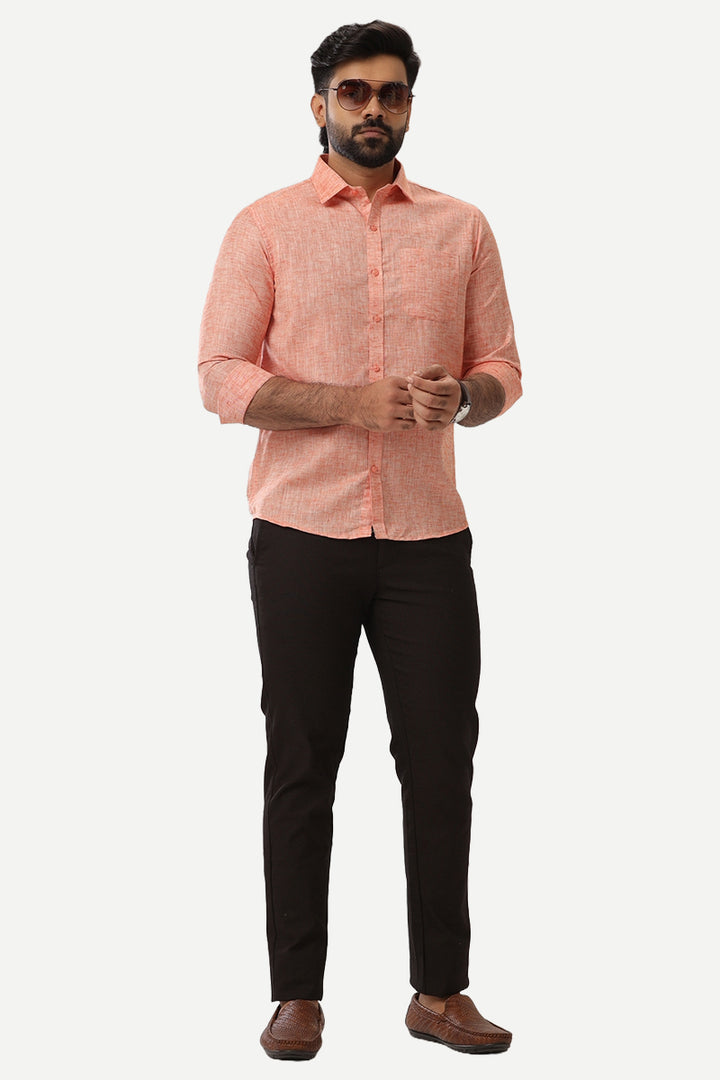 Linen Feel - Orange Formal Shirts For Men | Ariser