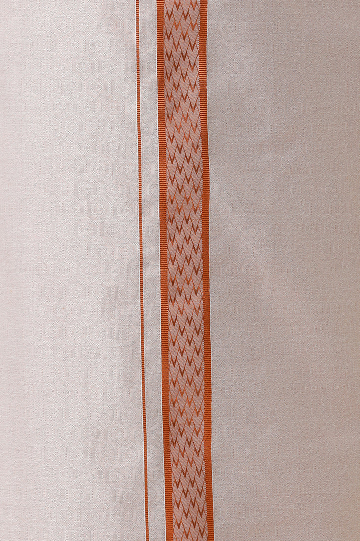 Vaibhav Grand - Copper Honey Comb Design Shirt and  Dhoti Tissue Set 2 In 1 For Men | Uathayam