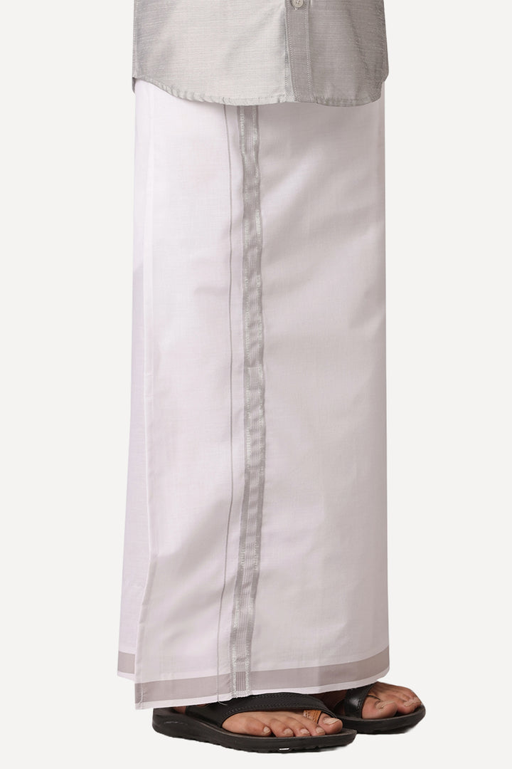 Divine - Gray Matching Fixit Dhoti and Shirt 2 in 1 Set For Kids | Uathayam