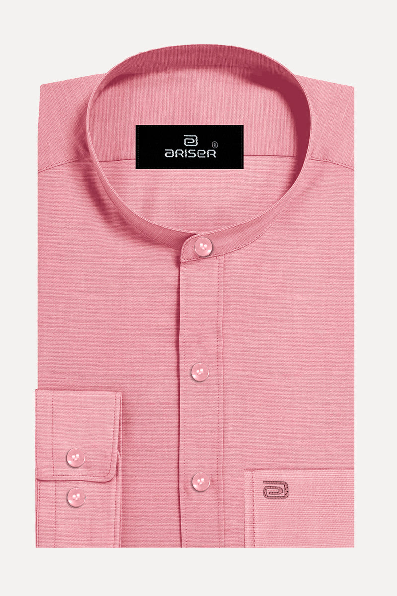 Ariser NEO 100% Cotton Mandarin Collar Slim Fit Formal Shirt For Men ( Pink - 11808 )