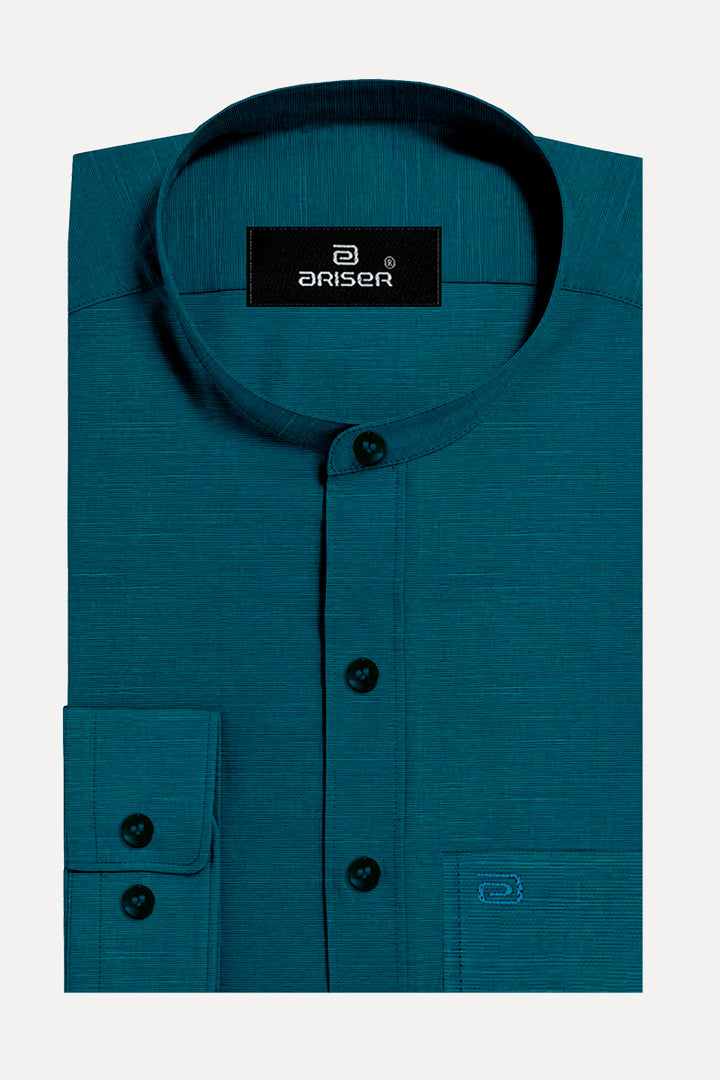 Ariser NEO 100% Cotton Mandarin Collar Slim Fit Formal Shirt For Men ( Blue - 11809 )