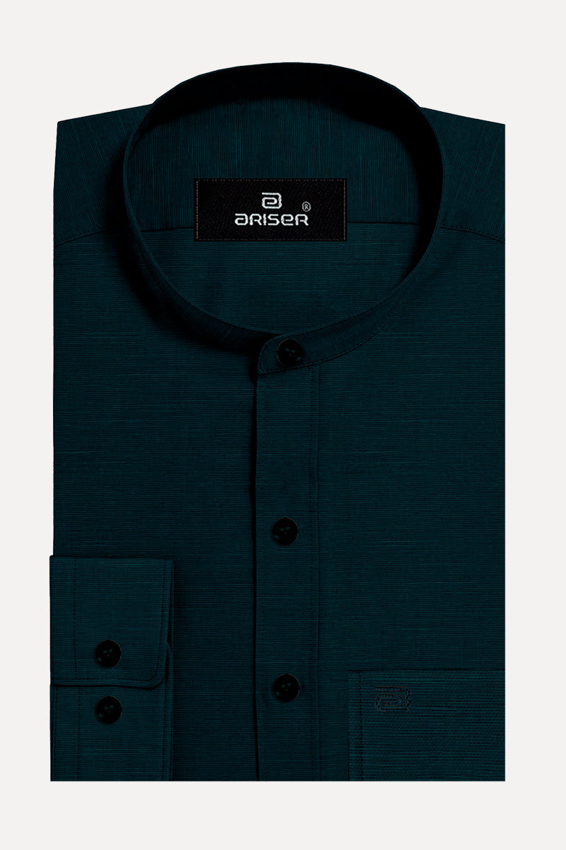Ariser NEO 100% Cotton Mandarin Collar Slim Fit Formal Shirt For Men ( Dark Navy Blue - 11811 )