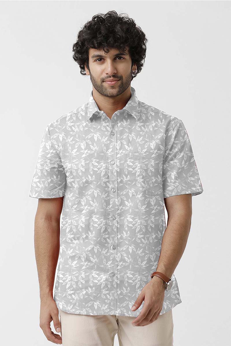 Vudu - White With Pale Green Printed Shirts For Men | Ariser
