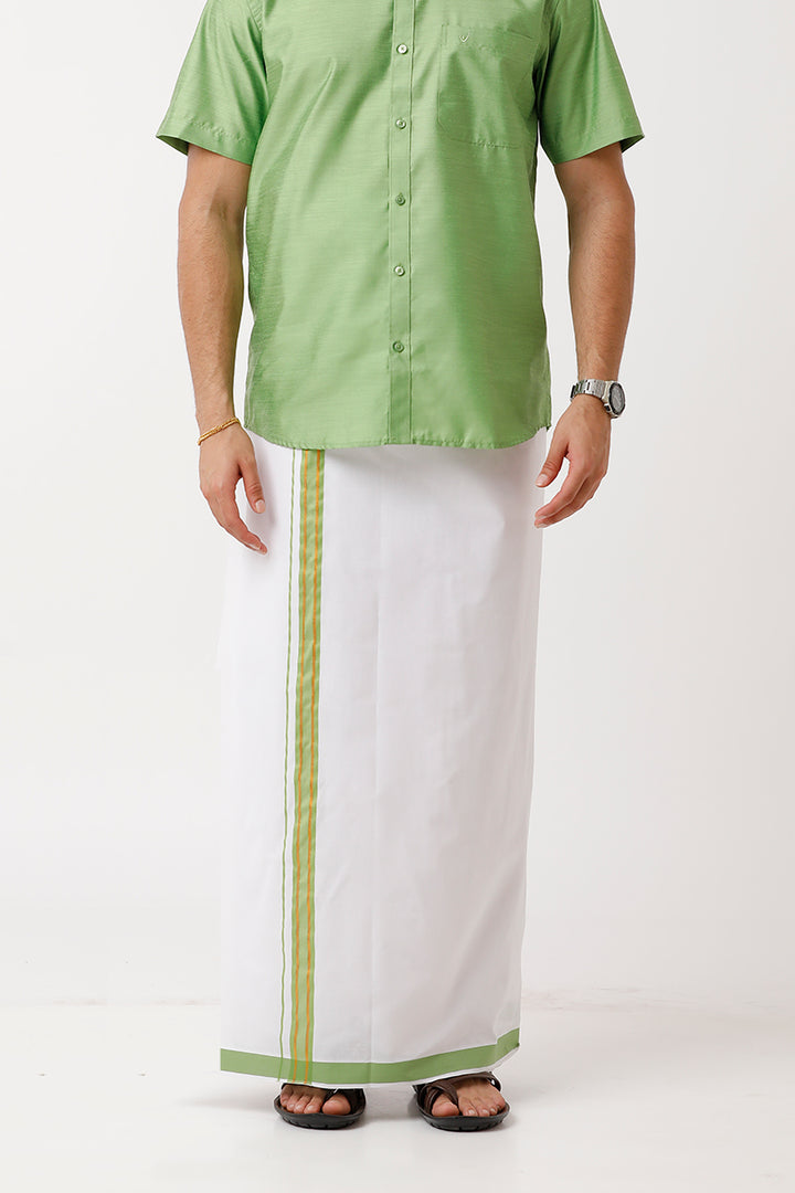 Uathayam Divine Lime Green Color Single Fancy Border Dhoti For Men - DIV13904