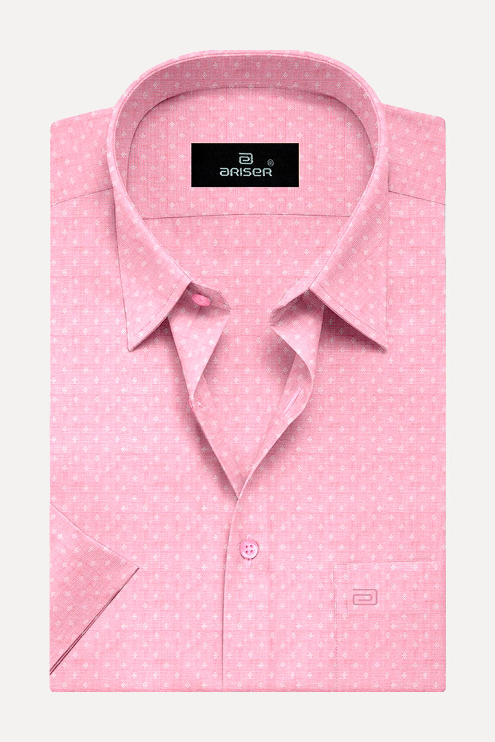 Leamonade Pink Base Dobby Printed  Slim Fit Shirts - OR17503