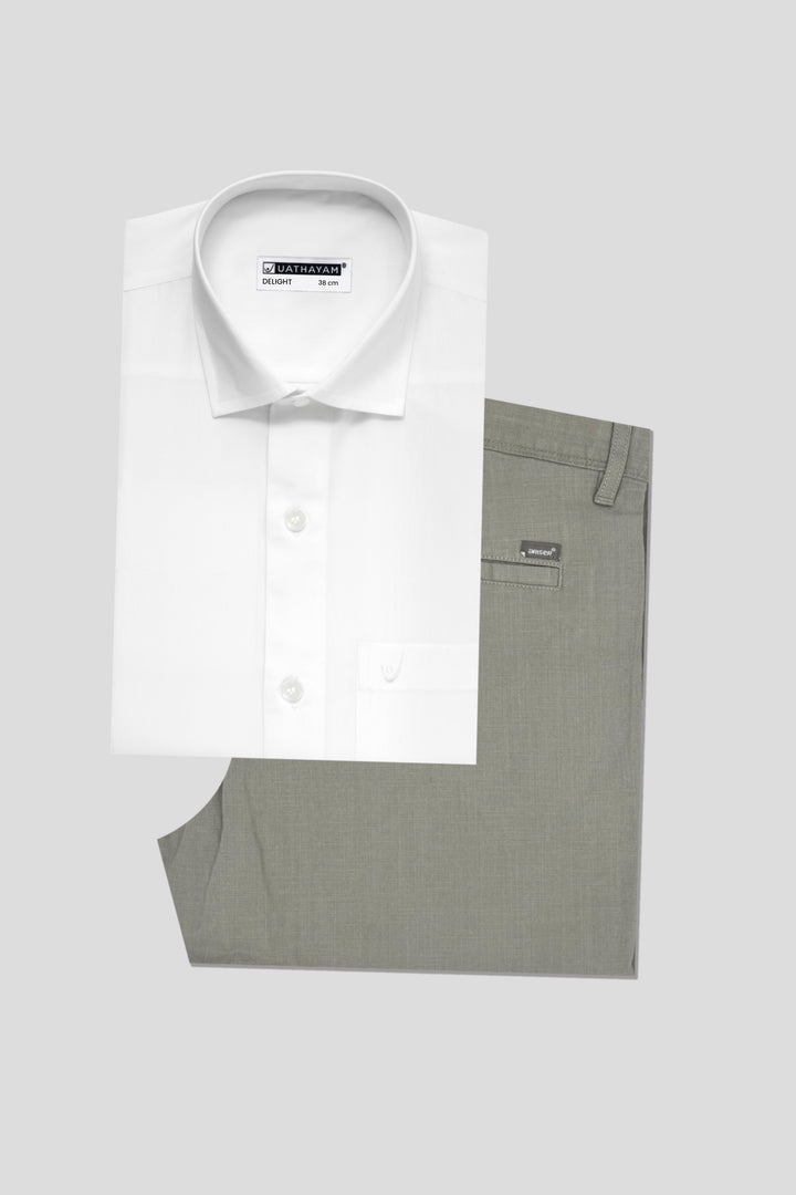 White formal shirt with gray pant