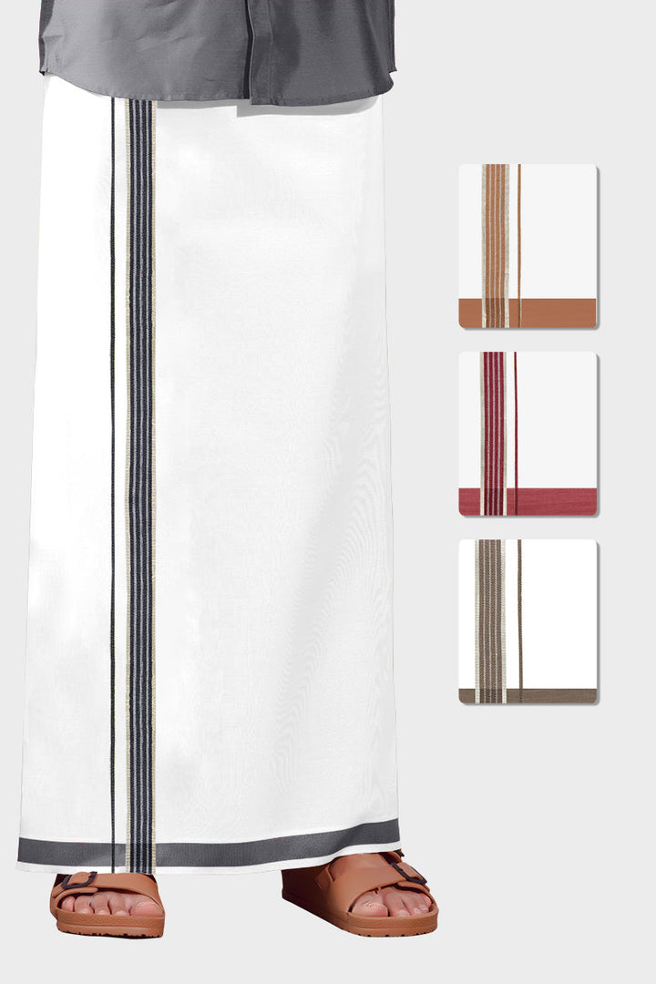 Felix Yadav - Ramar Blue Smooth Cotton Double Layered Dhoti With Fancy Borders | Uathayam