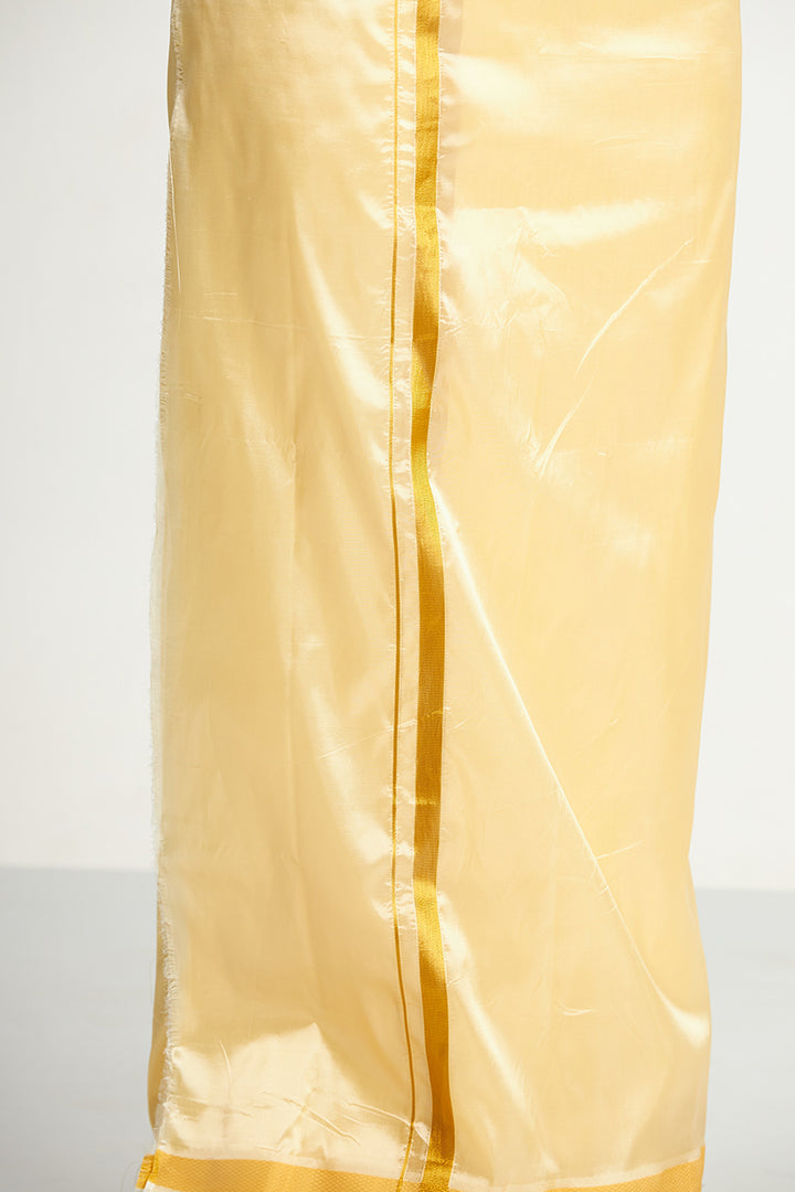 Vriksham - Mango Yellow Shirt and Matching Double Layered Dhoti With Towel 3 in 1 Wedding Set For Mens | Uathayam