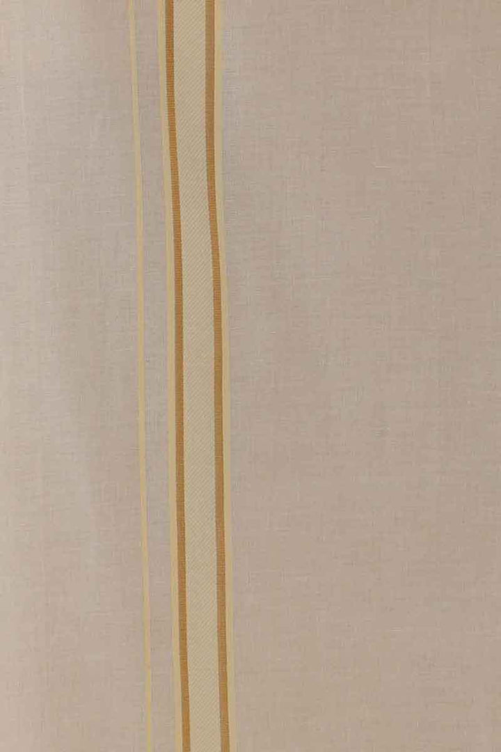 Ever Shine - Yellow Single Layered Gold Jari Fancy Borders Dhoti For Men | Uathayam