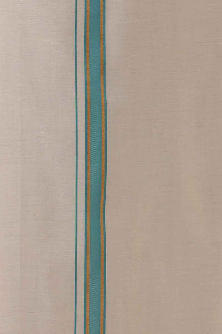 Ever Shine - Peacock Green Single Layered Gold Jari Fancy Borders Dhoti For Men | Uathayam