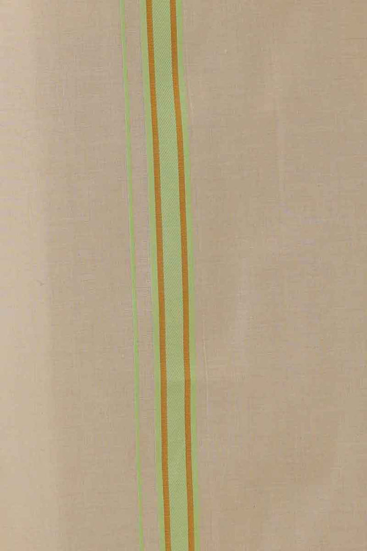 Ever Shine - Mint Green Single Layered Gold Jari Fancy Borders Dhoti For Men | Uathayam