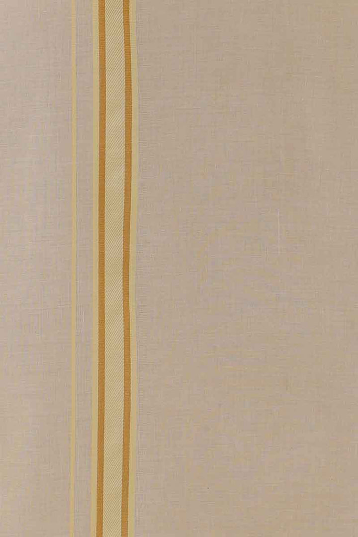 Ever Shine - Light Beige Single Layered Gold Jari Fancy Borders Dhoti For Men | Uathayam