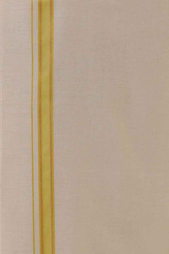Ever Shine - Mustard Yellow Single Layered Gold Jari Fancy Borders Dhoti For Men | Uathayam