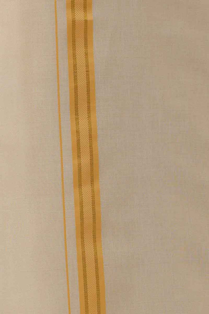 Ever Shine - Orange Single Layered Gold Jari Fancy Borders Dhoti For Men | Uathayam