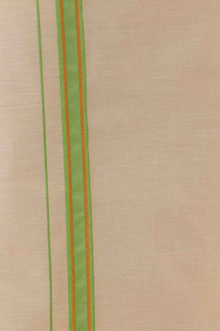Ever Shine - Light Green Single Layered Gold Jari Fancy Borders Dhoti For Men | Uathayam