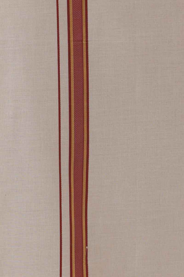 Ever Shine - Brown Single Layered Gold Jari Fancy Borders Dhoti For Men | Uathayam