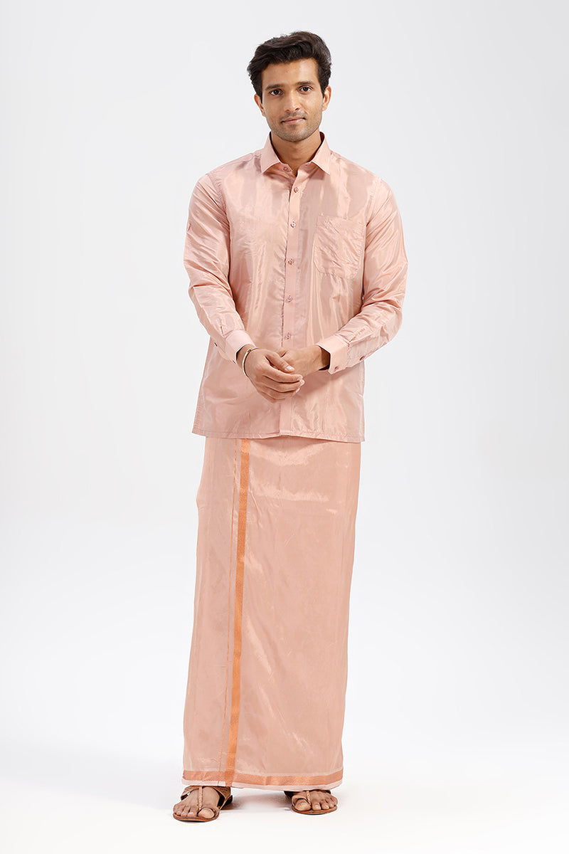 Copper orange wedding dhoti set
