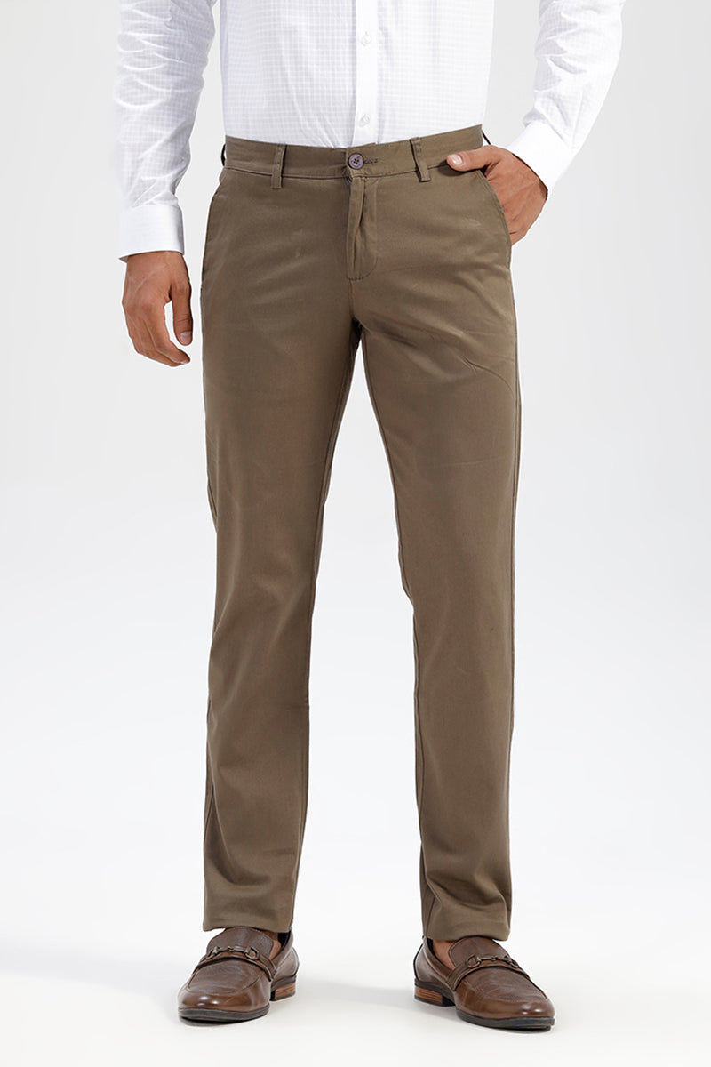 Basic Chino - Olive Gray Trouser For Men | Uathayam
