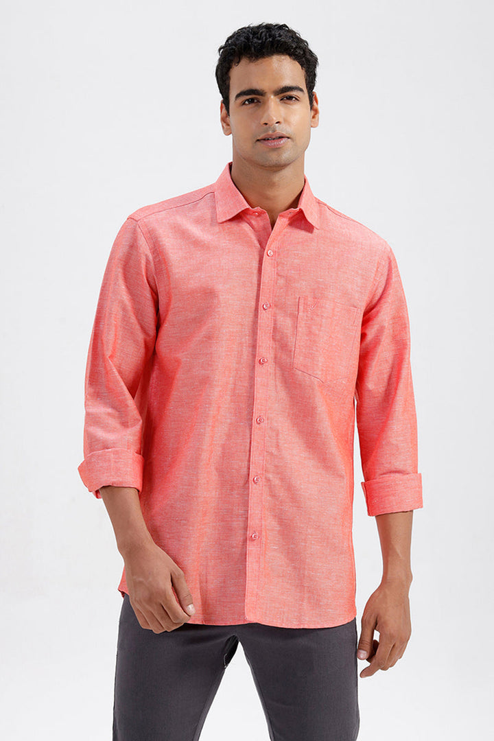 Coral Pink Linen Shirt