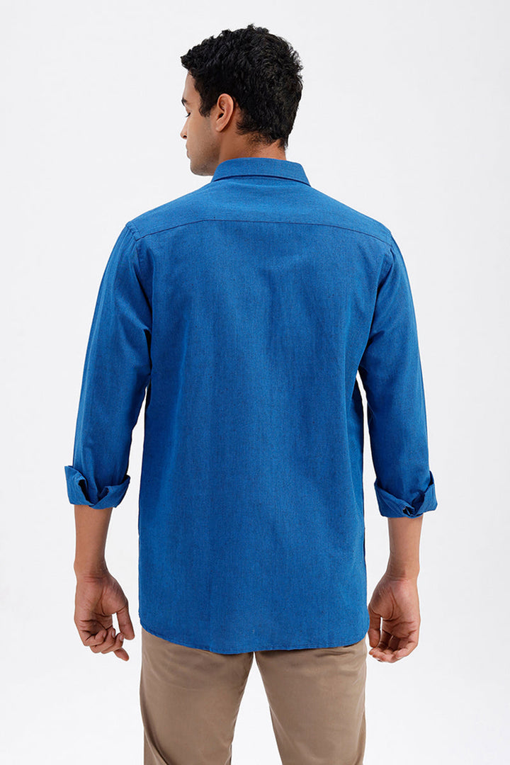 Men's Blue Linen Shirt