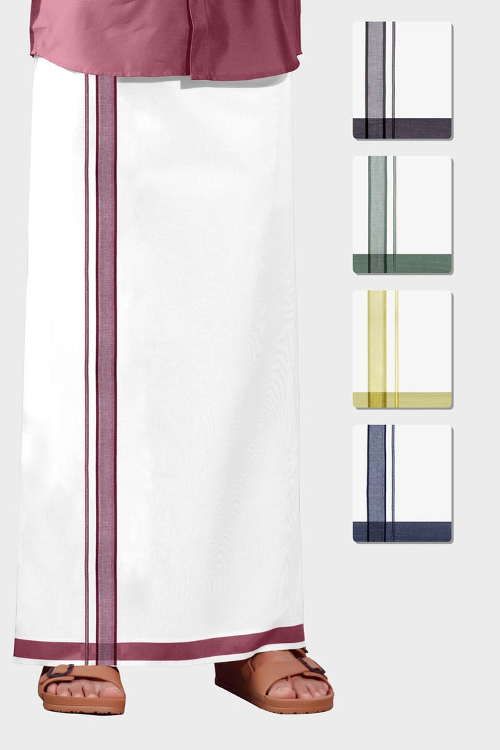 Unique Navya - Dark Gray Smooth Cotton Double Layered Dhoti With Fancy Borders | Uathayam