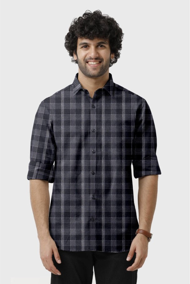 Vista Black With White Checked Shirts For Mens Ariser – Uathayam