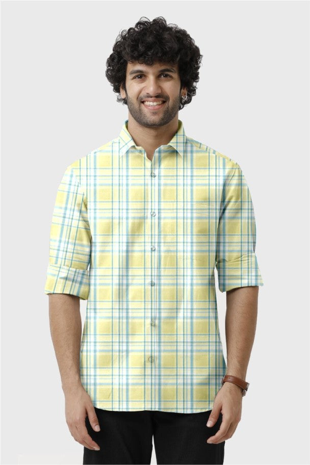 Ariser Yellow Checked Shirt for Men