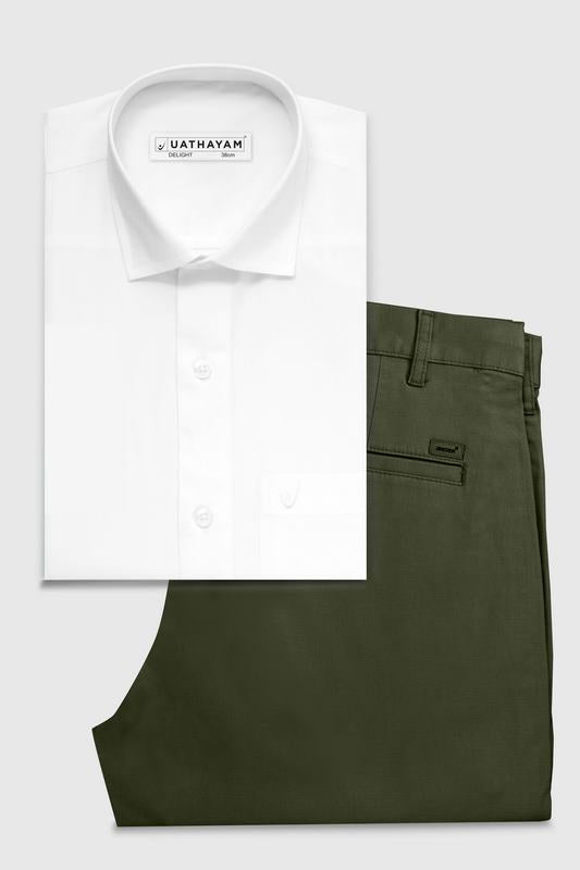slim fit dress slacks Men's Modern Fit Solid Green Dress Shirt – Platini Fashion main image 0