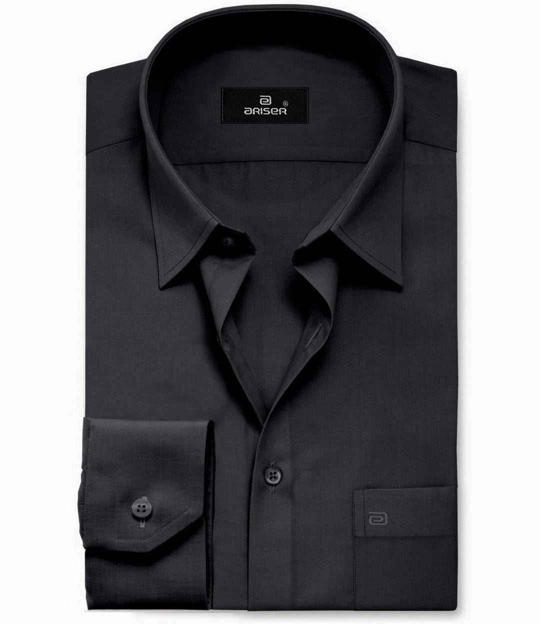 ARISER Lycos Black Color Cotton Rich Solid Formal Slim Fit Full Sleeve Shirt for Men (Pack of 1) - LY40011