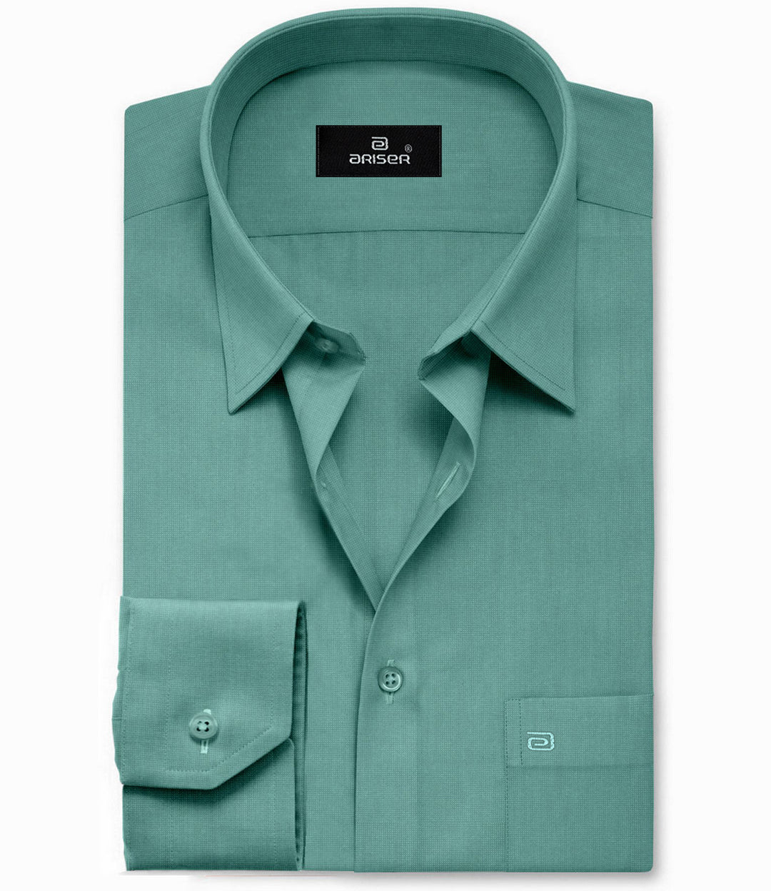 ARISER Lycos Smoky Green Color Cotton Rich Solid Formal Slim Fit Full Sleeve Shirt for Men (Pack of 1) - LY40014