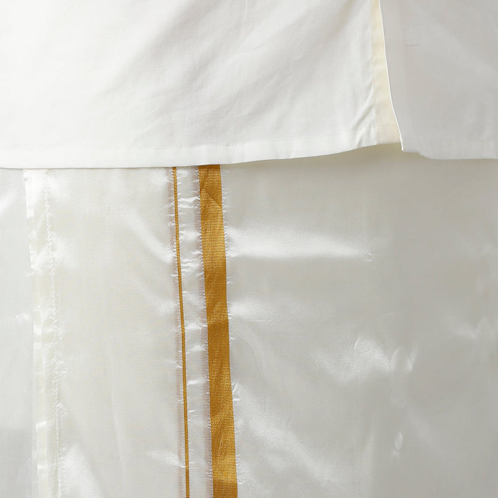 Yonex - Cream Single Layered Pocket Dhoti For Men | Uathayam
