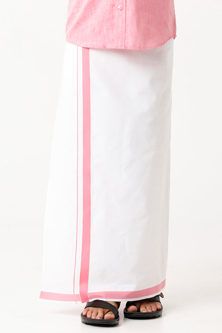 Varna - Pink Matching Fixit Dhoti and Shirt 2 in 1 Set For Kids | Uathayam