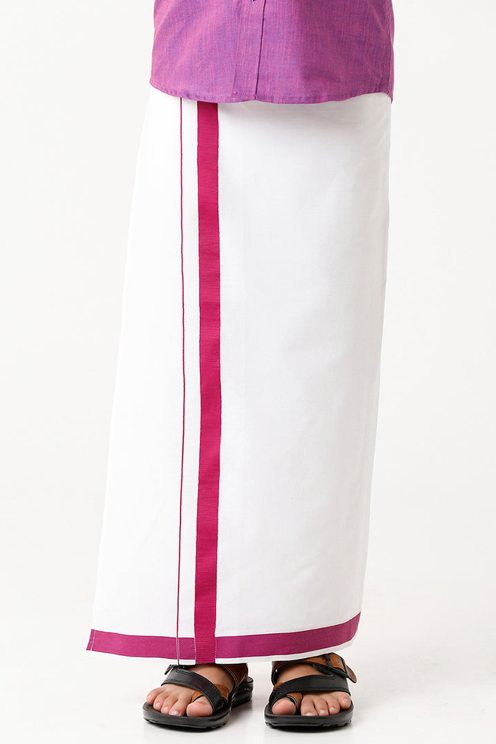 Varna - Light Purple Matching Fixit Dhoti and Shirt 2 in 1 Set For Kids | Uathayam