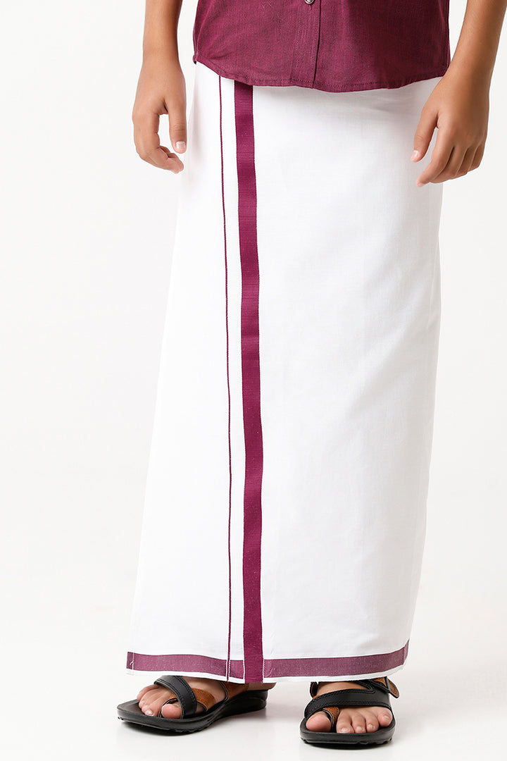 Varna - Plum Matching Fixit Dhoti and Shirt 2 in 1 Set For Kids | Uathayam