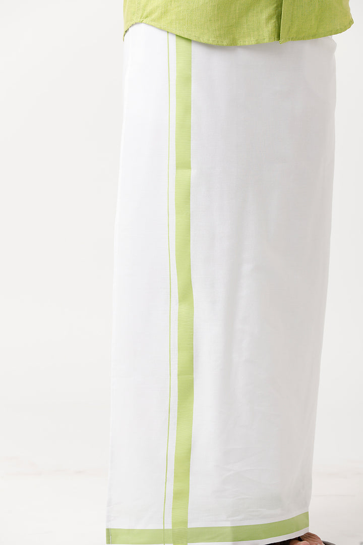 Varna - Pale Green Matching Shirt and Single Dhoti Set For Men | Uathayam