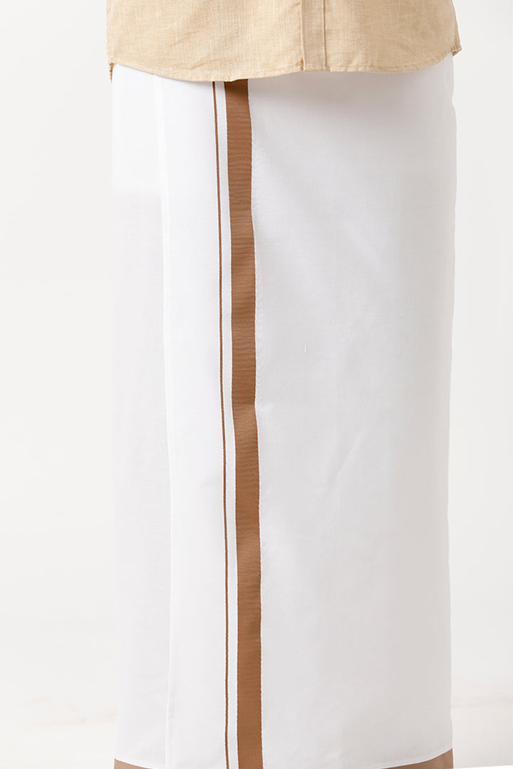 Varna - Tan Matching Shirt and Single Dhoti Set For Men | Uathayam