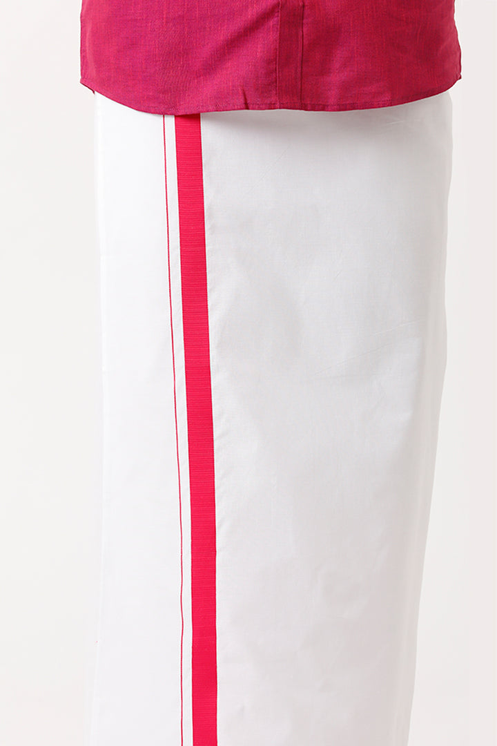 Varna - Soft Pink Matching Shirt and Single Dhoti Set For Men | Uathayam