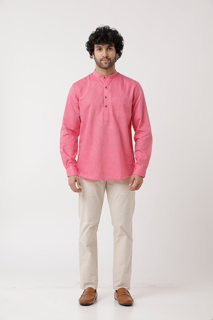 Moksha - Pink Short Kurta for Men | Uathayam