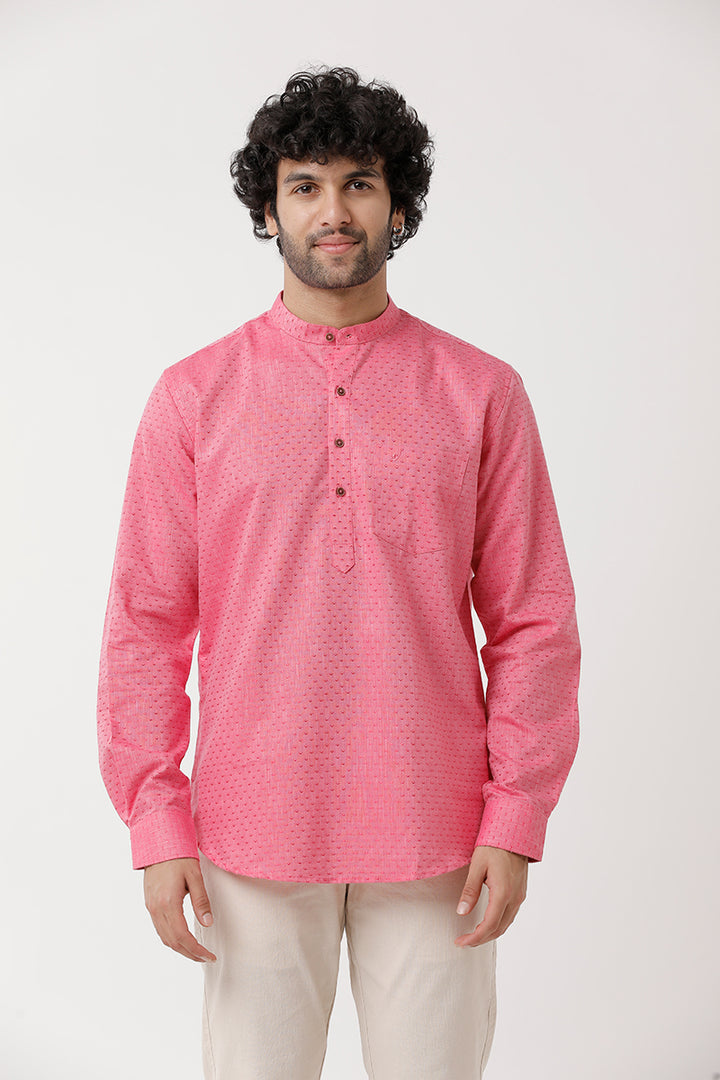 Moksha - Pink Short Kurta for Men | Uathayam