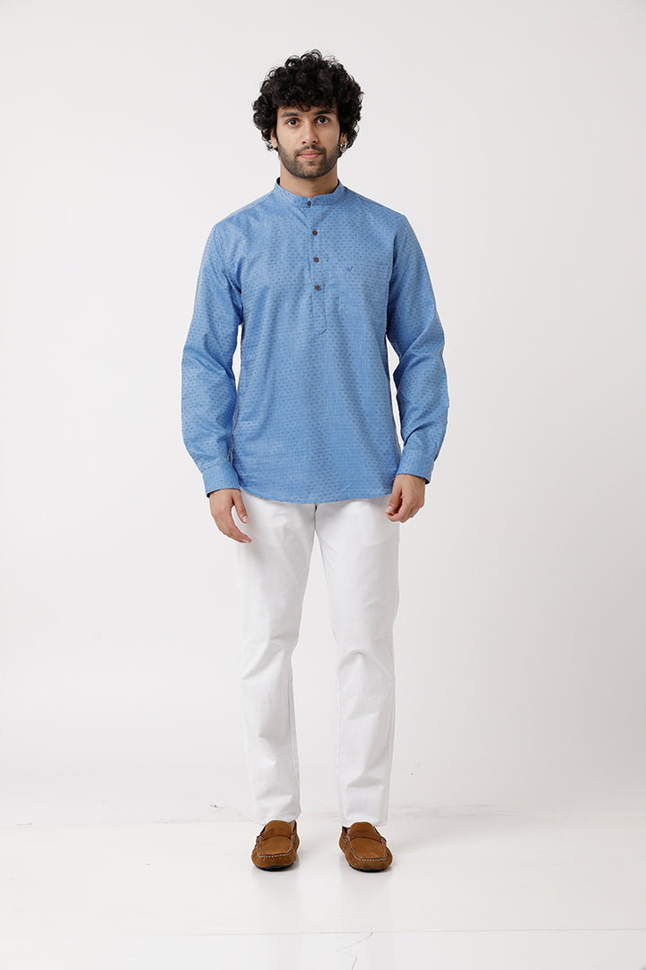 Moksha - Blue Short Kurta for Men | Uathayam