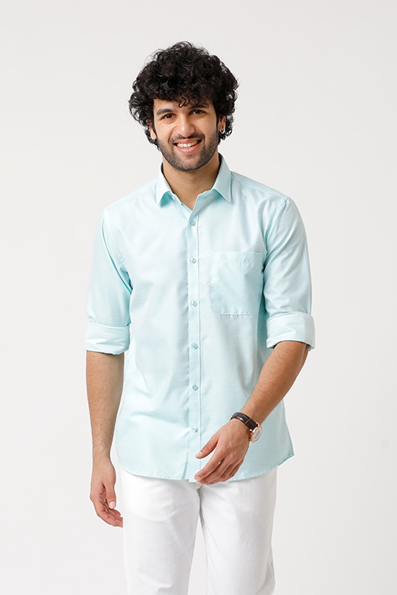 Tuscany Teal Green Formal Shirts for Men Ariser