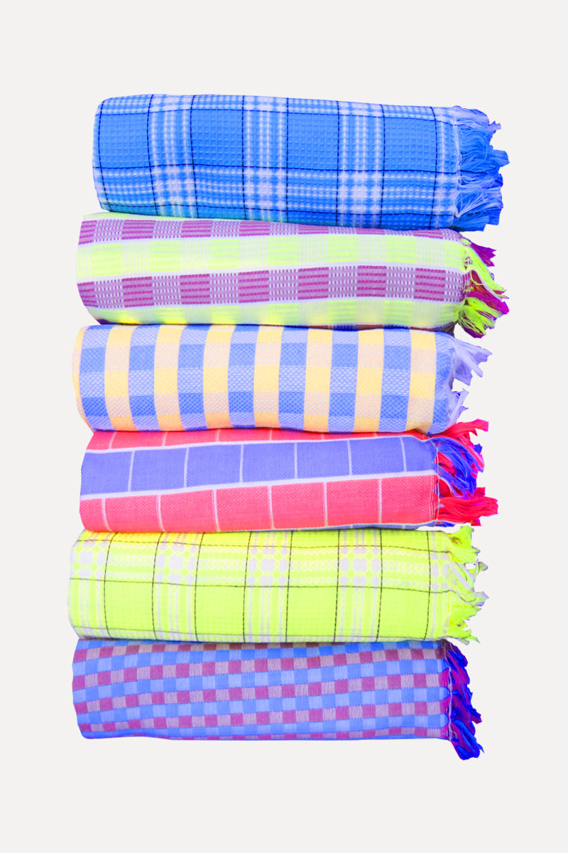Angela - 100% Cotton Checked Colour Bath Towels | Uathayam