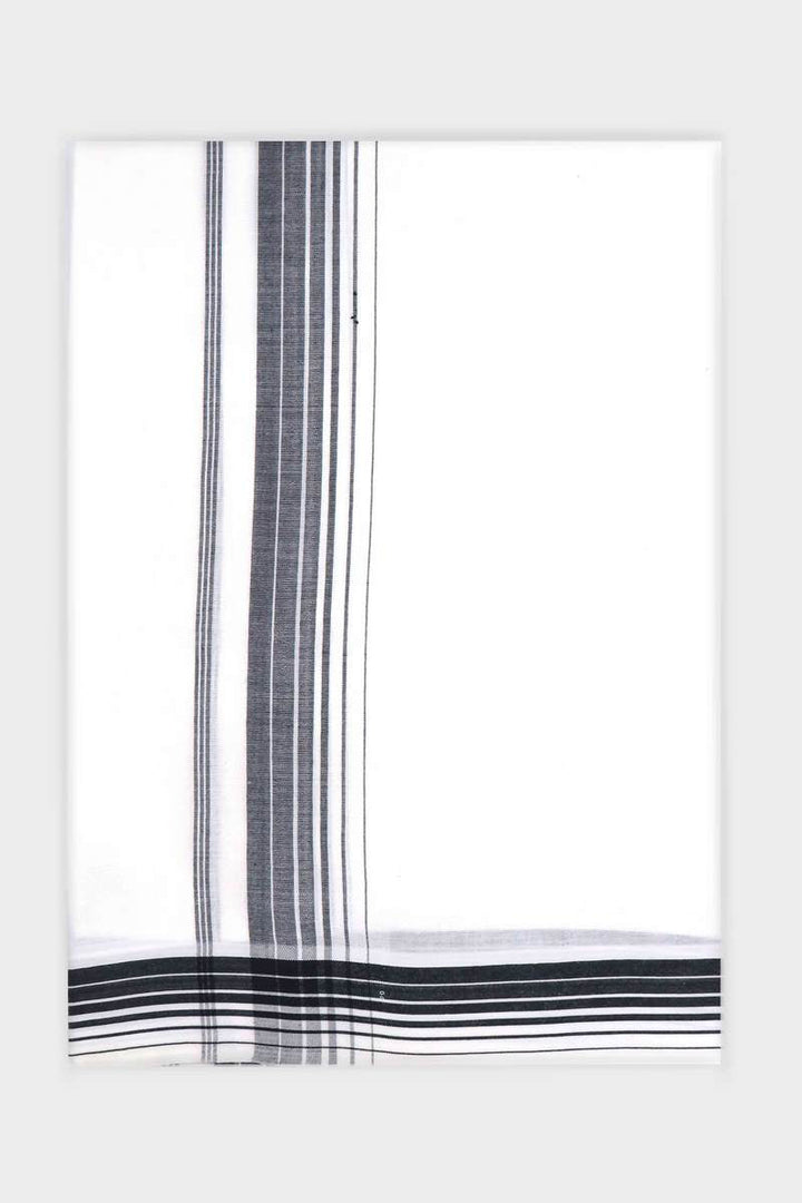 Bhargav Arima - Gray Black Smooth Cotton Double Layered Dhoti With Fancy Borders | Uathayam