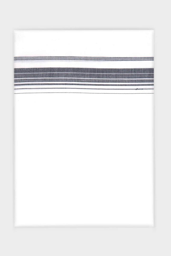 Bhargav Arima - Gray Black Smooth Cotton Double Layered Dhoti With Fancy Borders | Uathayam